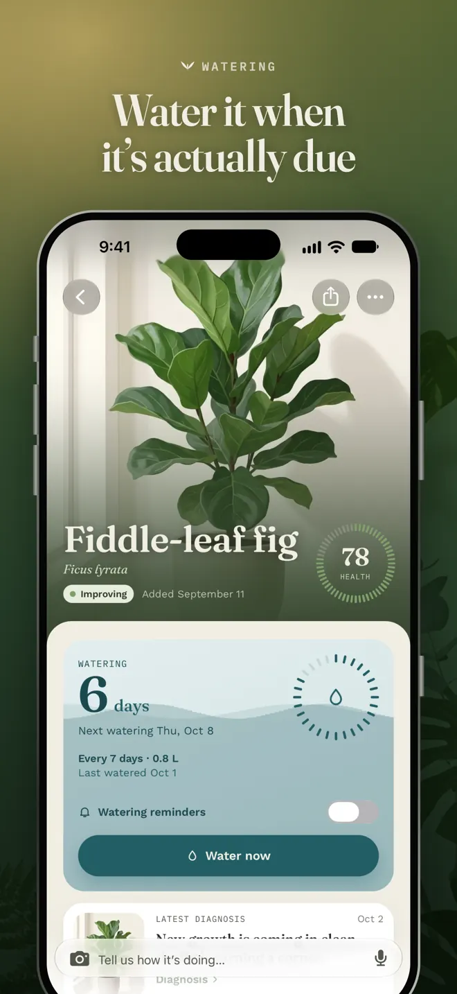 Watering reminders based on the plant's real conditions